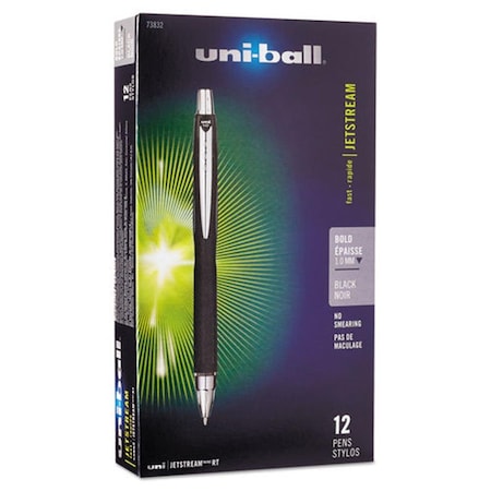 Vertex UBC 1 mm Bold Black Ink, Black Barrel Jetstream RT Retractable Roller Ball Pen VE3744680